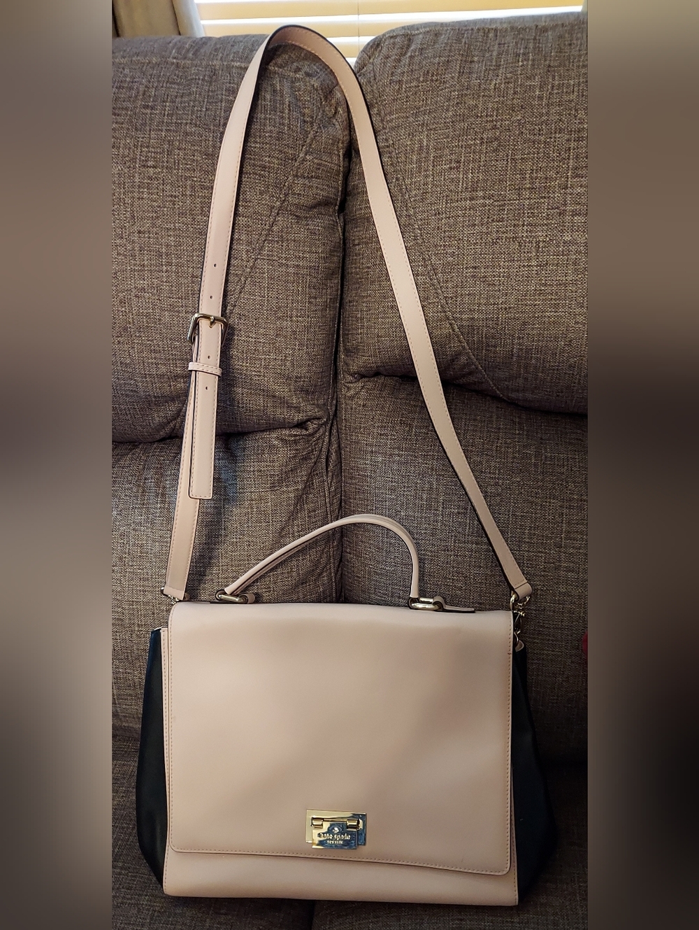 kate spade ♠️ pink and Black Leather Shoulder Bag